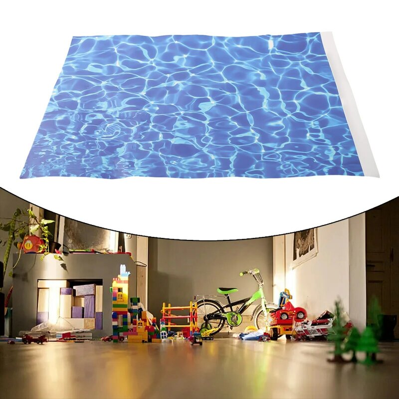 Mesa de arena de papel de patrón de agua de simulación, accesorios de piscina, paisaje Diorama para modelo de bricolaje, diseño de ferrocarril