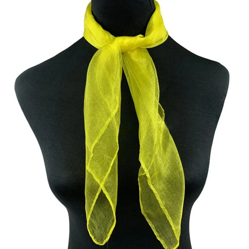 Однотонный газовый шарф, элегантный атласный сетчатый женский платок, комплект для акваманского танца, стюардесса, легкий платок