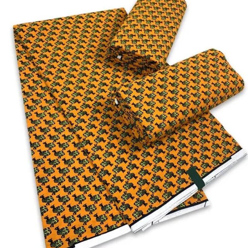 6หลาแอฟริกัน Donne ผ้าขี้ผึ้งจริงพิมพ์อังการาสีเหลือง Tissu 100ผ้าฝ้ายวัสดุไนจีเรียสไตล์สำหรับเย็บชุด