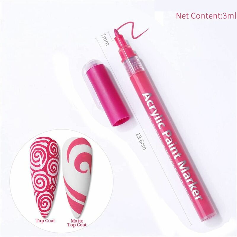 Penna per smalto colorato Quick Dry 3ml penna da disegno per Nail Art impermeabile linee di lunga durata penna per pittura per dipingere le unghie fai da te