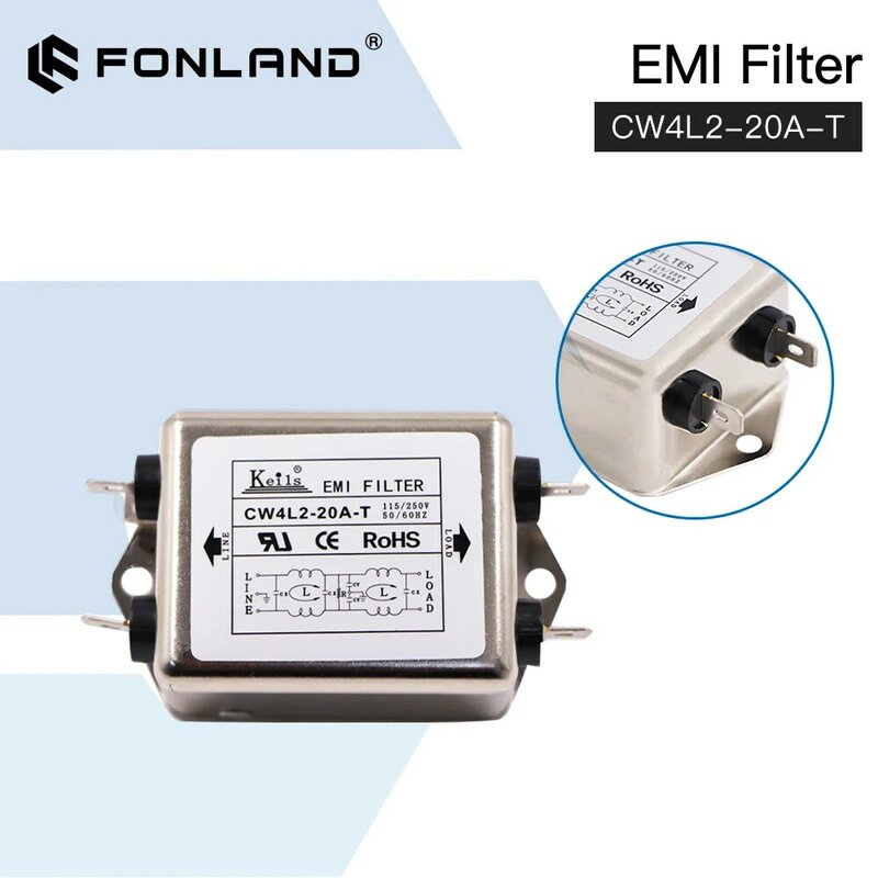 Fonland Power EMI Filter CW4L2-10A-T / CW4L2-20A-T Single Phase AC 115V / 250V 20A 50/60HZ OEM Replacement