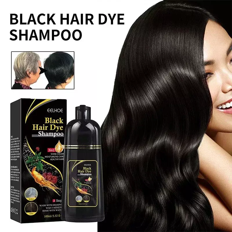 100ml Natural Herbal Hair Dye Shampoo 3 in 1 Hair Color Shampoo for Gary Hair Dark Brown Black And Women Men Grey Coverage New
