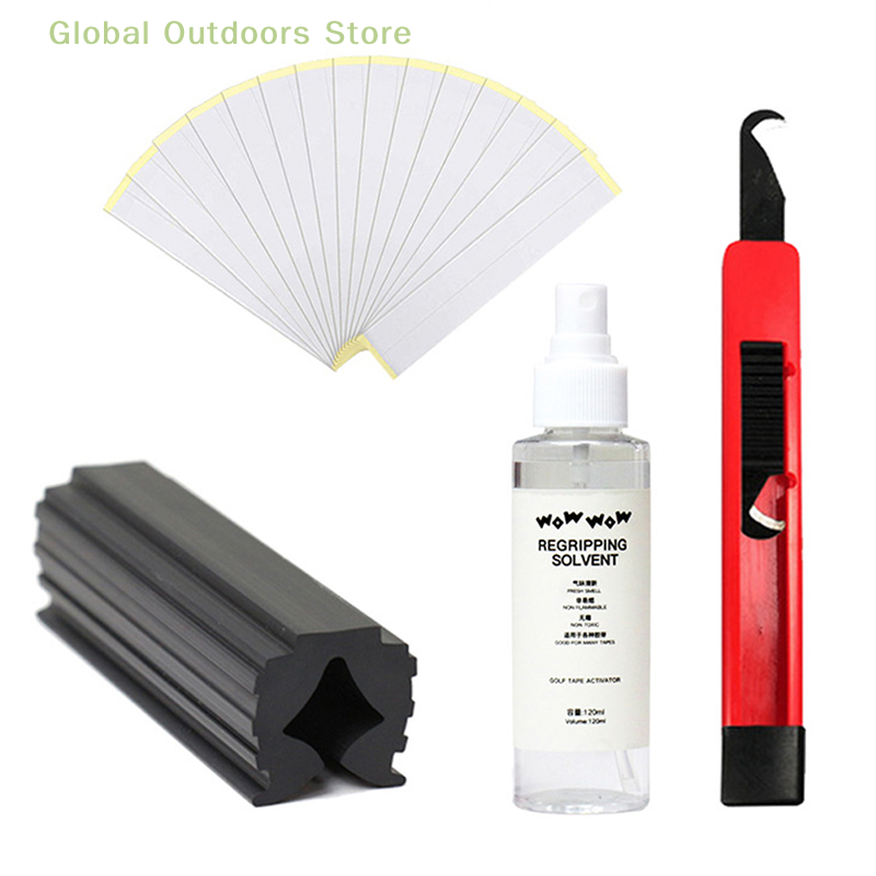 Kit de agarre de palo de Golf, Spray de reparación, reemplazo de solvente, cinta adhesiva de doble cara, juego de herramientas