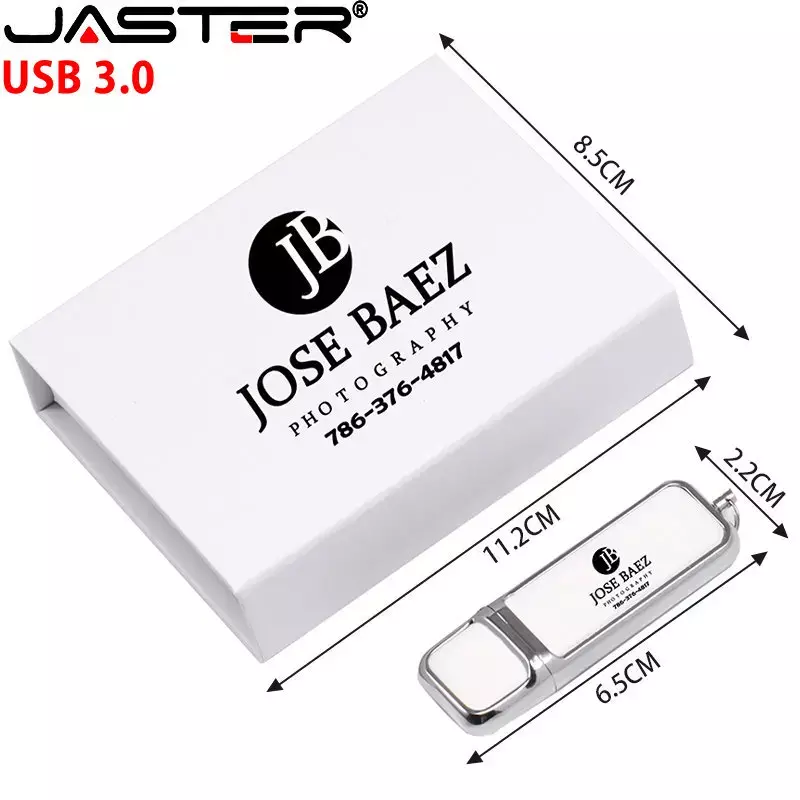 JASTER Free custom logo USB 3.0 Flash Drives 128GB 64GB 50PCS/LOT White Leather Pen drive 32GB Memory stick Creative gift U disk