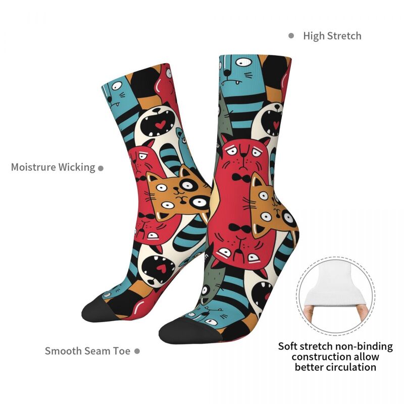 Calcetines con patrón de gato Meow para hombre y mujer, medias de alta calidad, calcetines largos para todas las estaciones, accesorios para regalos