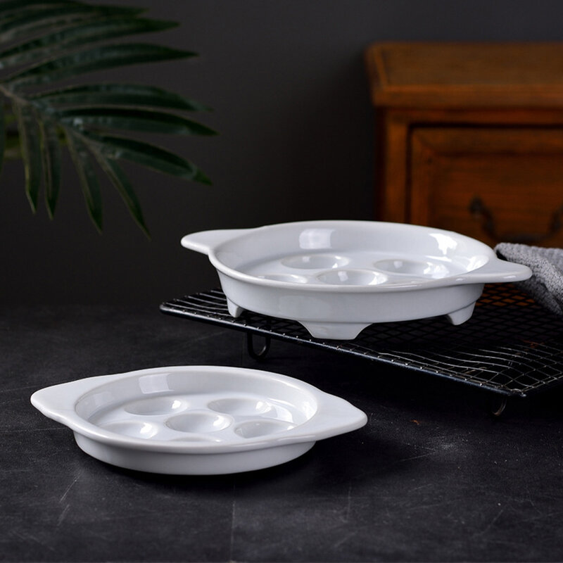 Keramik-Escargot-Platten mit 6 Löchern und Griffen für kompakte und leichte multifunktion ale Keramik