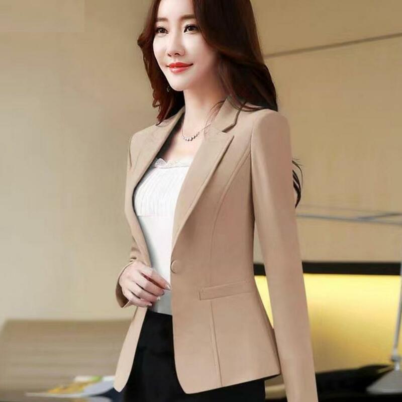 Women Blazer Formal Slim Fit Korean Suit Coat Washable Ladies Suit Jacket  Slim Fit Turndown Collar Suit Coat for Dating