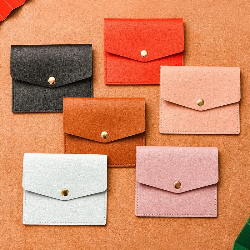Solid Color PU Leather Multi-card Slot Portable Card Holder Unisex Bank Bus ID Card Credit Card Holder Travel Card Organizer