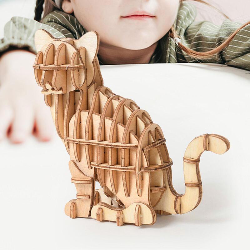 لعبة ألغاز خشبية ثلاثية الأبعاد للقطط ، تنسيق للعين ، لعبة حسية ، تطوير الذكاء ، لعبة مطابقة ذاتية الصنع ، الحرف اليدوية
