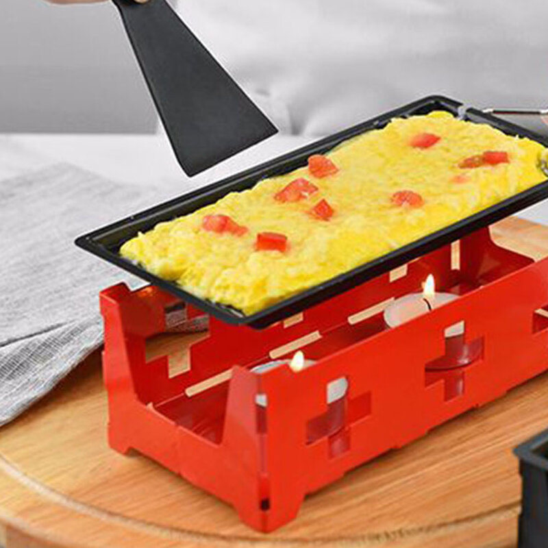 Cheese Raclette for Cheese Lovers  Candle Heated  Non Stick Coating  Easy Cheese Sliding  Heat Insulation Wooden Handle
