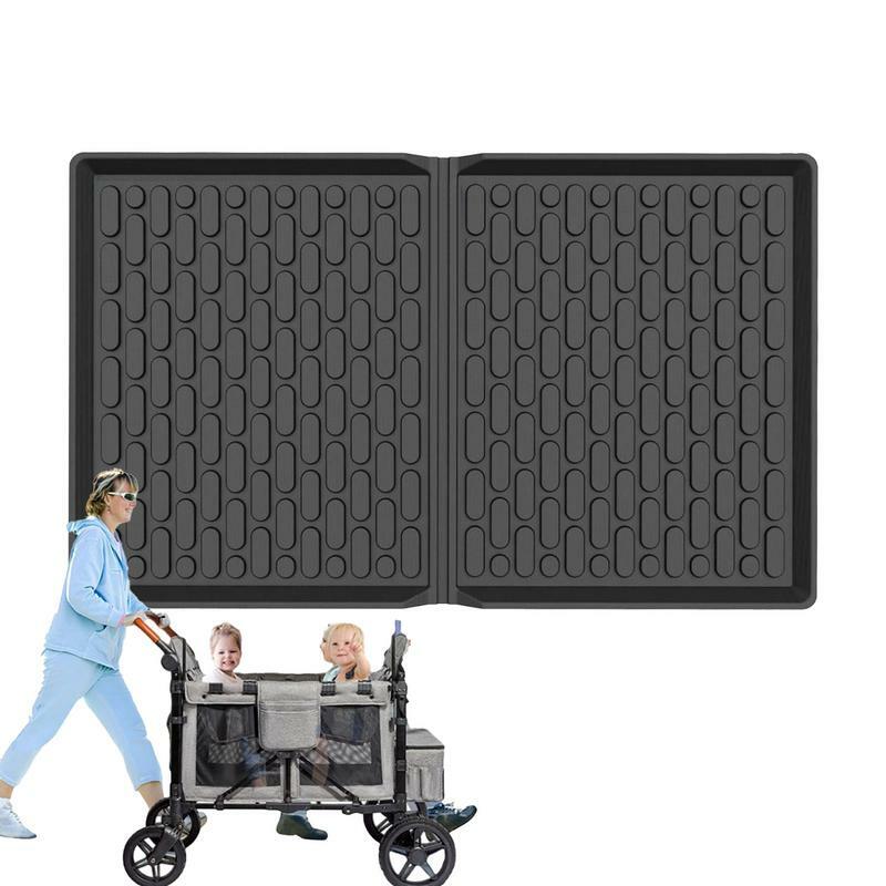 All Weather Mats TPE Silicone Mat For 2 Seater Stroller Folding Protective Floor Mat Stroller Cart Mat To Protect Stroller From