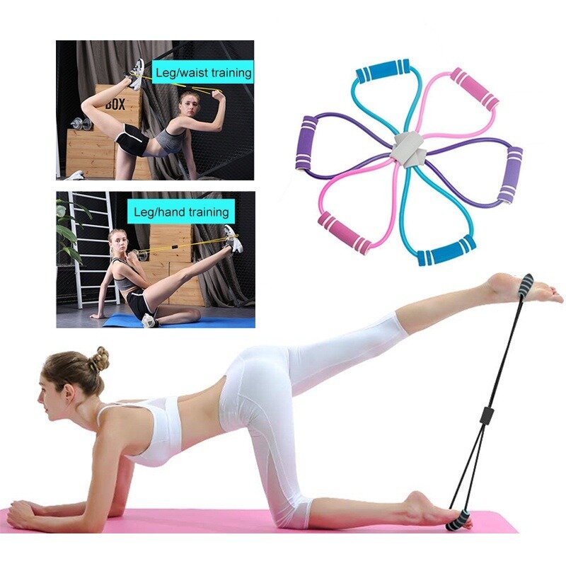 8 Word Resistance Band Elastic Bands Fitness Band Yoga Pilates Exercise Sport