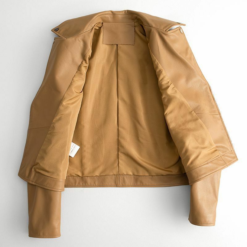 Abrigo de piel de oveja para mujer, chaqueta de cuero de edición coreana, estilo de motocicleta, a la moda, primavera y otoño, novedad
