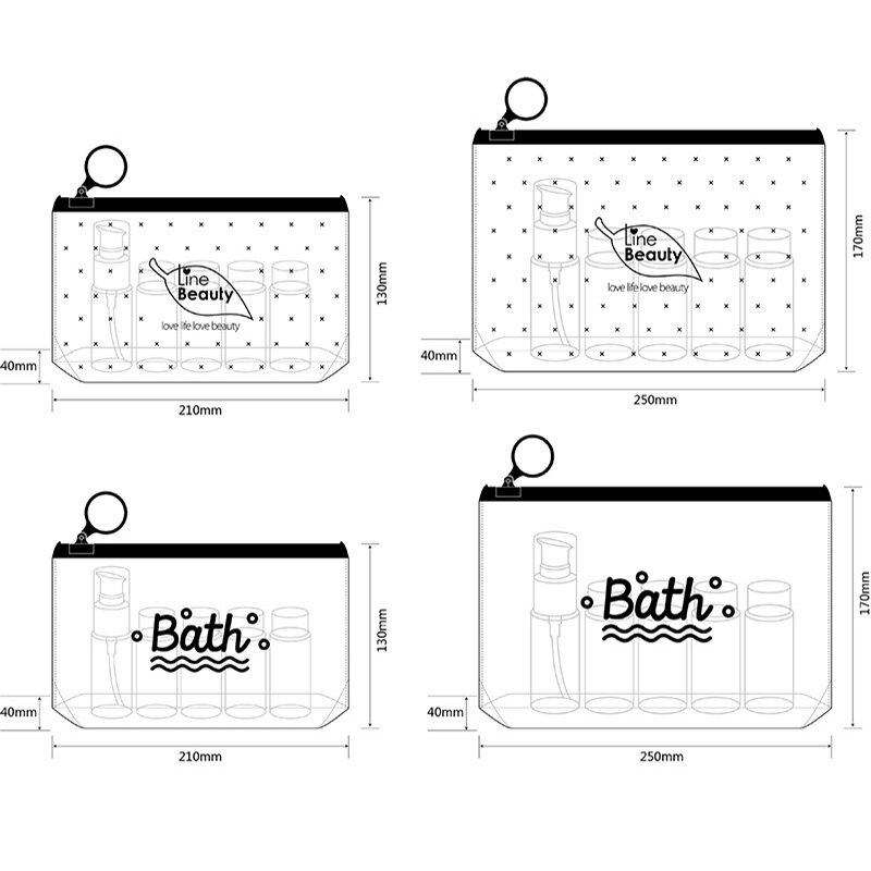 Women Transparent Cosmetic Bag PVC Waterproof Toiletry Bags Organizer Travel Necessary Beauty Case Makeup Bath Wash Bag Pouch