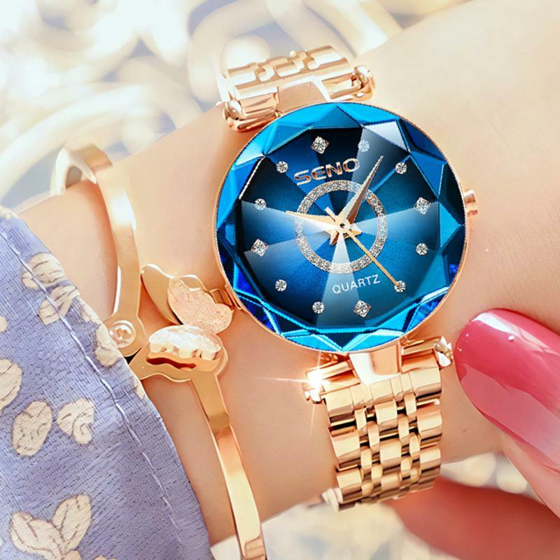 Stainless Steel Elegant Diamond Dial Ladies Wrist Watch Crystal Exquisite Women Relogios Feminino Watch Women Wrist Watch