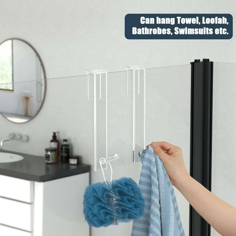 Dusch tür haken 7-Zoll-klares Acryl über Tür haken für Badezimmer verlängert 0,47-in rahmenlose Glastür Werkzeug frei Dusch tuch