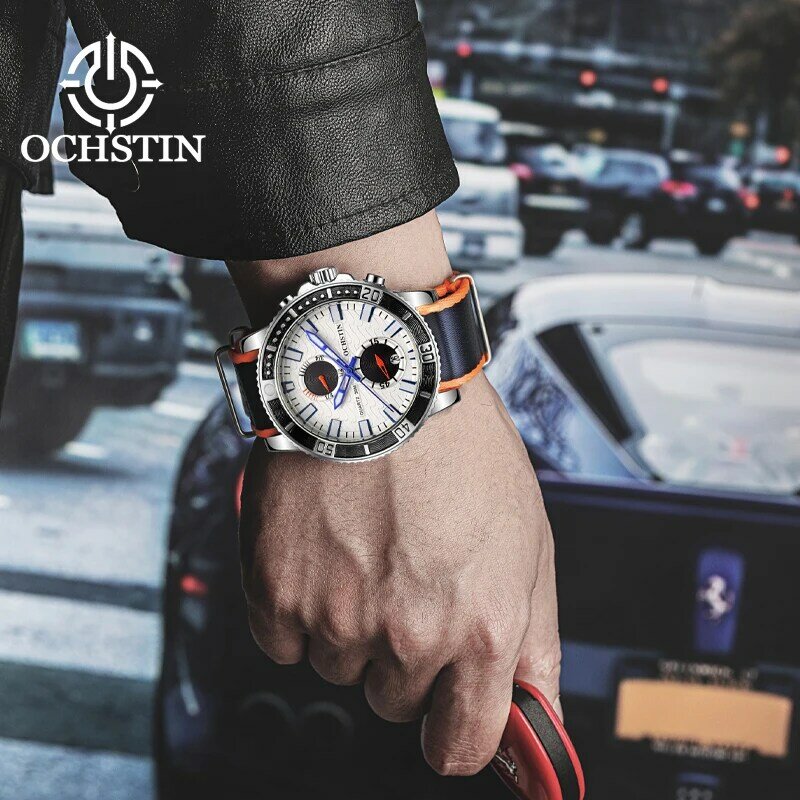 New OCHSTIN 2024 Creative Nylon Series Casual Fashion Model Multifunction Quartz Movement Men's Quartz Watch Men's Watches