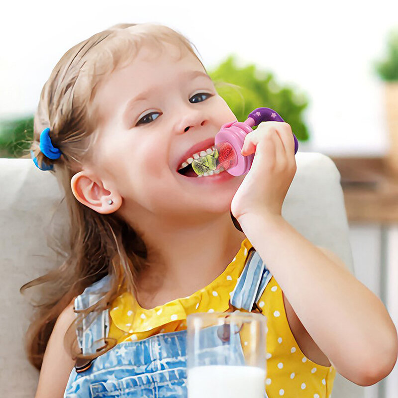 Alimentador de frutas infantis Chupeta Brinquedos de dentição Alimentador de alimentos frescos Mamilo de frutas Bolsas de silicone para crianças, crianças, menino, menina, novo