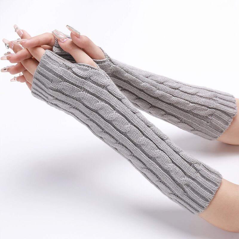 Митенки без пальцев, Женские аниме перчатки, женские вязаные перчатки, зимние теплые перчатки для рук, японские Готические перчатки с длинным рукавом в стиле Харадзюку