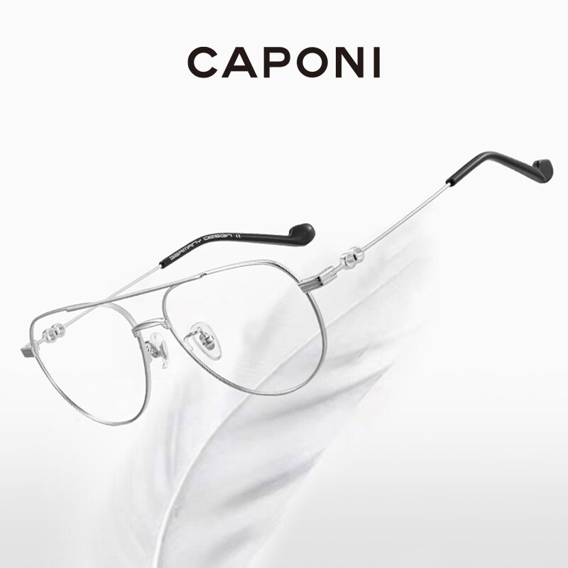 CAPONI-gafas con montura estilo piloto para mujer, lentes clásicas con diseño de doble puente, de aleación de titanio, con filtro de rayos azules, JF7553
