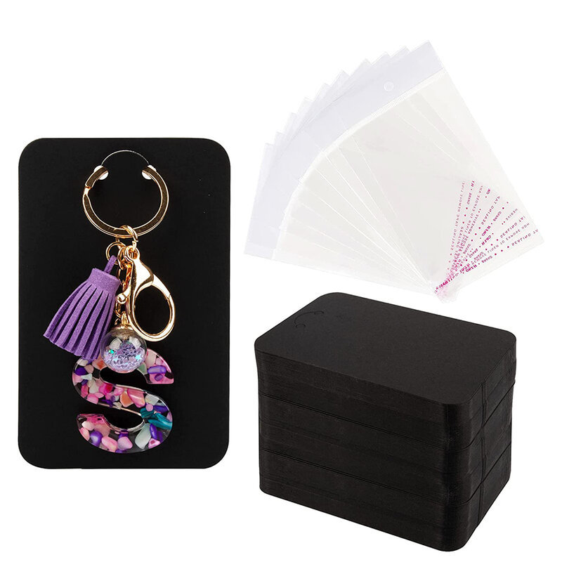 50 pces chaveiro exibir cartões com auto-selagem sacos chaveiro cartão de retenção de papelão para chaveiro exibição de jóias embalagem por atacado