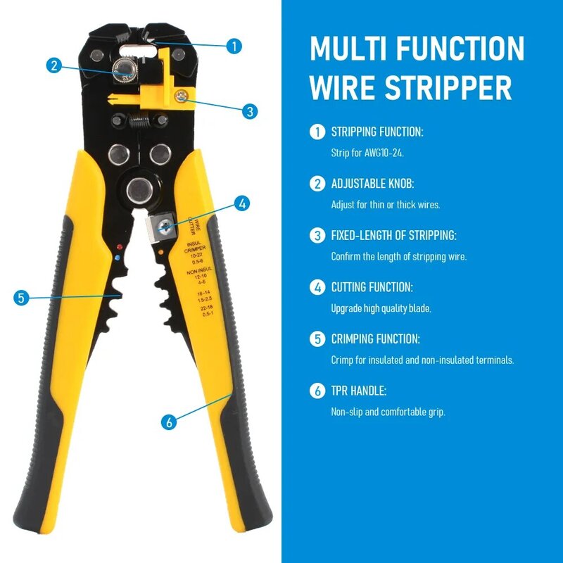 Crimper Kabel Cutter Verstelbare Automatische Draad Stripper Multifunctionele Strippen Krimptang Terminal Hand Tool