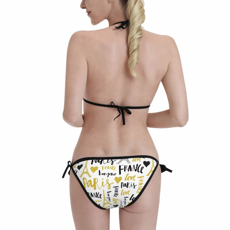 Fashion Art Word Sexy Bikini Sets New Swimsuit Graffiti Letters Women Bandage Bathing Suit Beach Wear