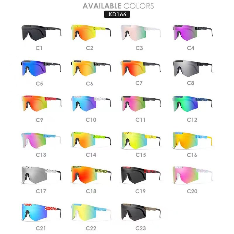 Pitt Viper Riding gafas de sol Anti VU400, lentes coloridas de película verdadera para deportes al aire libre, gafas de sol con bolsa de espejo y patas, sin P