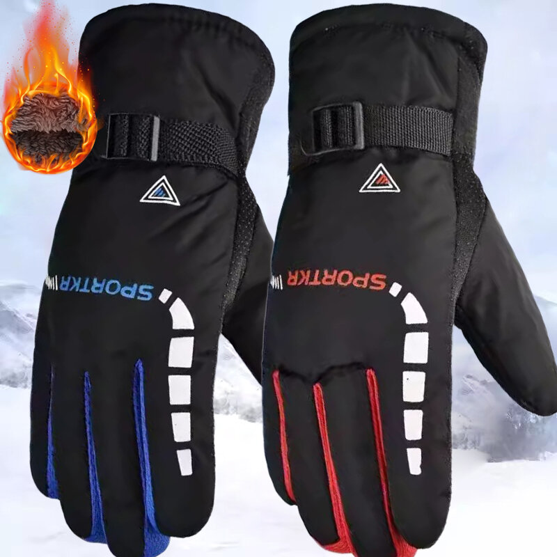 Зимние теплые перчатки, ветрозащитные противоскользящие термальные велосипедные перчатки для мужчин и женщин, грелка для рук для верховой езды, катания на лыжах, кемпинга, перчатки для активного отдыха