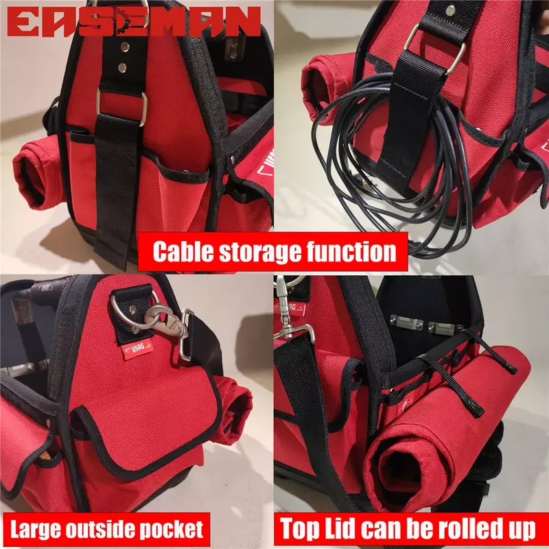 2024 Heavy Duty Tool Bag Tool Basket Box Plastic Bottom Sturdy Multiple Pockets  PouchOrganizer for Electrician Tools