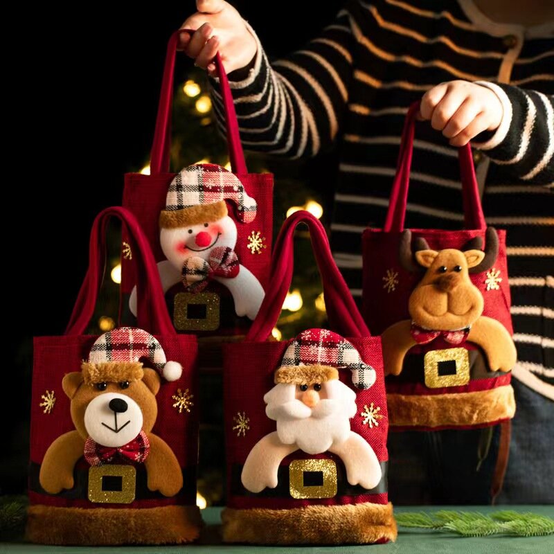 Bolso de mano de manzana para niños, bolsa de regalo de dulces creativa, Nochebuena, Navidad, nuevo