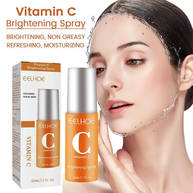 Spray de aclarado Facial con vitamina C, antiarrugas, té verde, nutritivo, alivia el enrojecimiento, hidratante, blanqueador portátil, 50ml