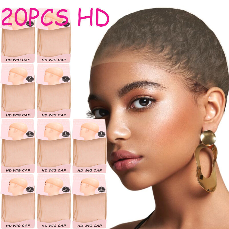 Skinlike Hd Wig Cap 20 Pieces Invisible Thin Breathable Wig Caps Stretchy Scalp Melt Stocking Caps For Lace Front Wigs