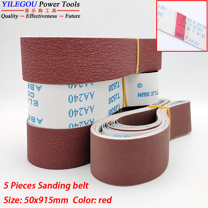 5 Pieces 50 x 915mm Sanding Belt. 2" x 36" Sanding Screen For Metal, Wood. TJ538 915 x 50mm Sanding Bands. Grit 60--600 Mix Pack