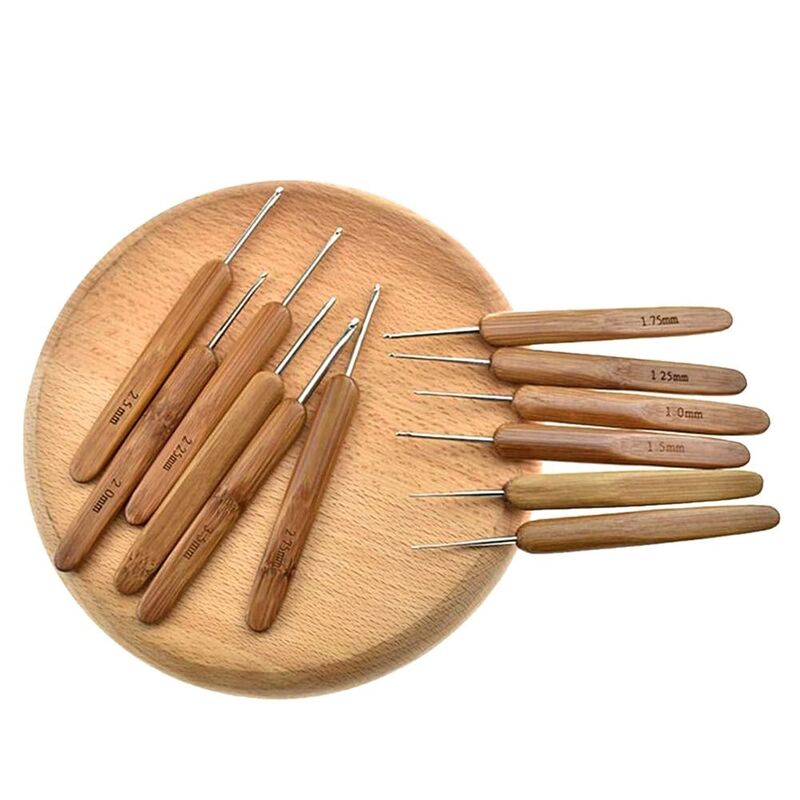 Ganchos de ganchillo de madera de bambú, agujas de ganchillo de tamaño pequeño largo, herramienta de tejido a mano, nuevo