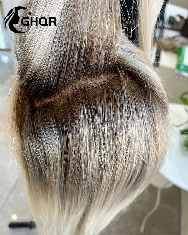 Ludzkie włosy pełne koronkowe frontalne peruki wysokie brązowe korzenie HD przezroczyste szwajcarska koronka 13x4 koronkowe blond peruka czołowe naturalne fale ombre