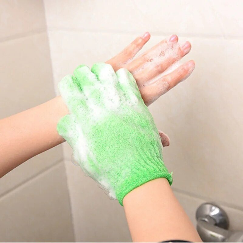 2PCS ขัดถุงมือ Exfoliating กลับ Skid ความต้านทานนวดฟองน้ำล้างผิว Moisturizing Spa Bath Glove