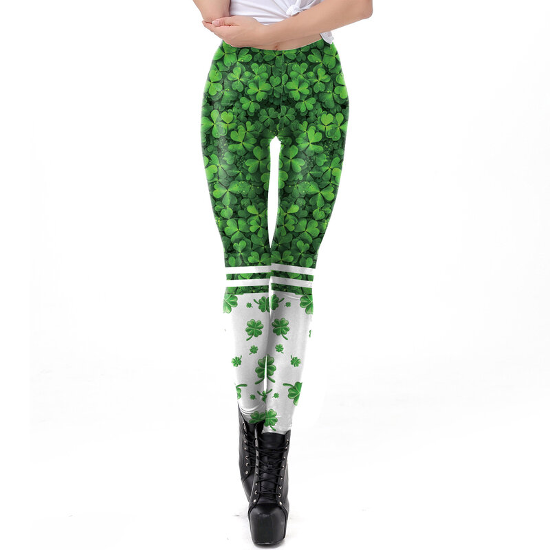 Nadanbao Irish Festival przyjęcie świąteczne śmieszne spodnie damskie z nadrukiem cyfrowym seksowne spodnie damskie elastyczne rajstopy legginsy