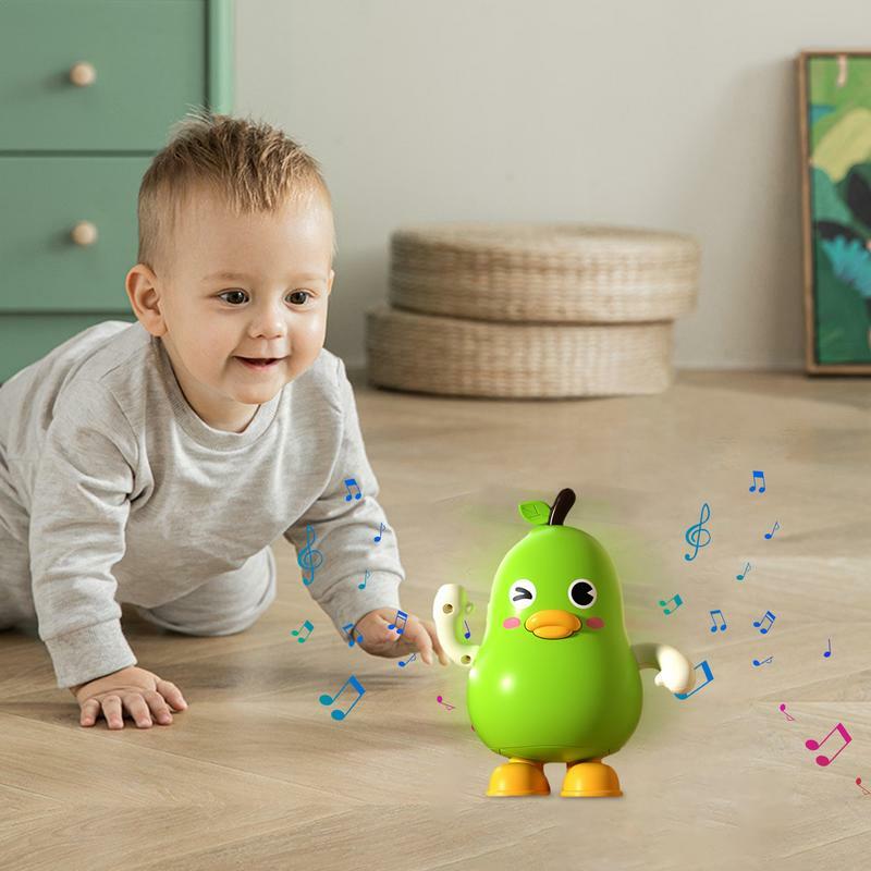 Танцующая Поющая игрушка в форме фрукта, электрическая Поющая игрушка с подсветкой, поворотное украшение, интерактивная обучающая бегущая игрушка Монтессори