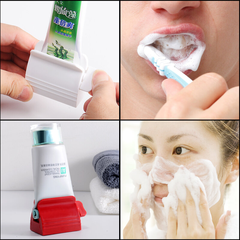 Juego de accesorios de baño, tubo exprimidor de pasta de dientes rodante, dispensador exprimidor de pasta de dientes, soporte creativo
