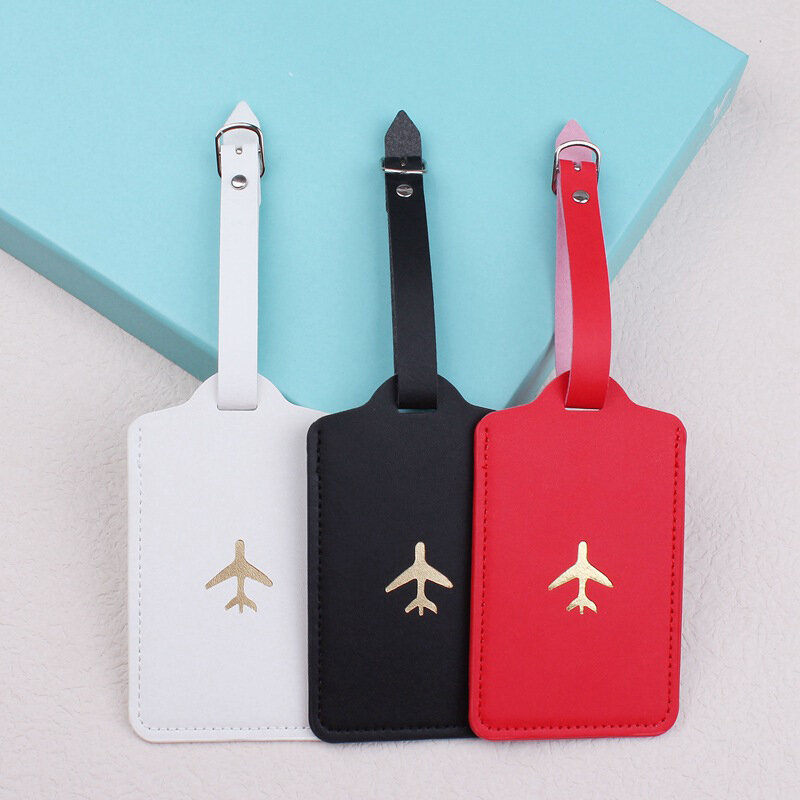 1PC Travel Portable PU Leather Luggage Tag Suitcase Identifier Label Baggage Boarding Bag Tag Name ID Address Holder Accessories
