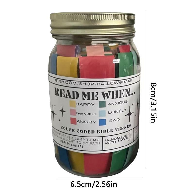 The New Bible Verses Jar for Emotions and Feelings, 67 Color Codes Message in a Bottle, Handmade Bible Verse Cards