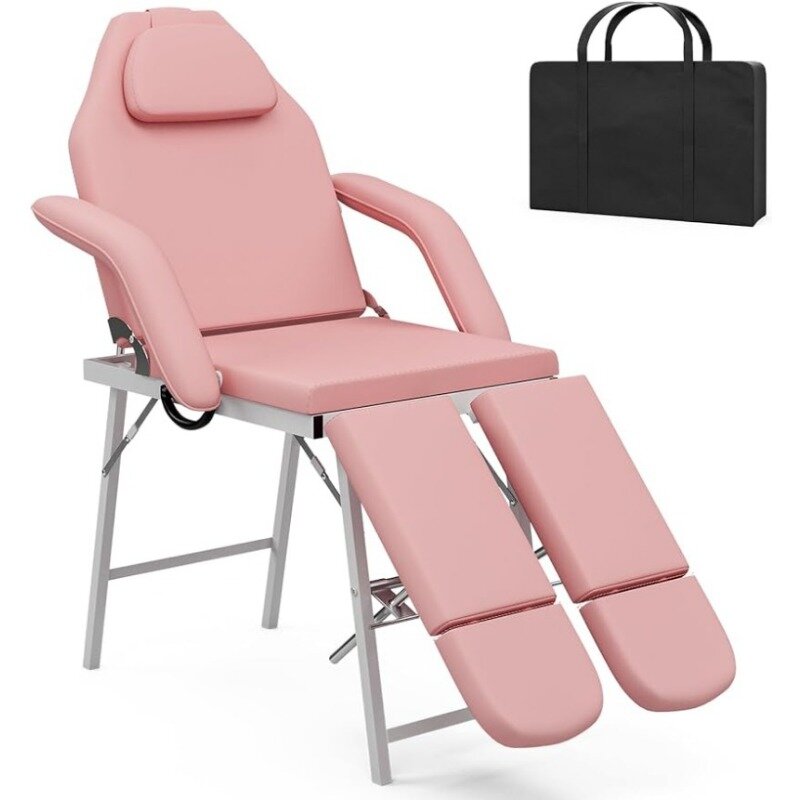 Portable Tattoo Chair Split Legs for Client, Foldable Spa Chair Multipurpose Massage Table with Storage Bag