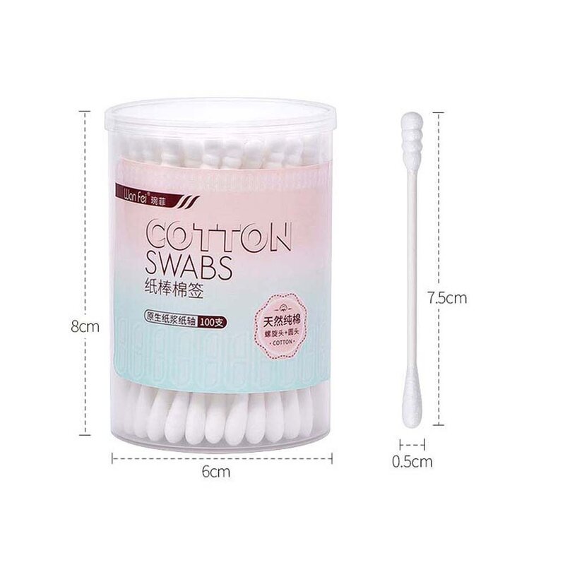 Ear Pick Cleaner Double Head Cotton Swabs Makeup Tool Cotton Bud Makeup Cotton Stick Round Head Ear Cleaner Spoon Unisex