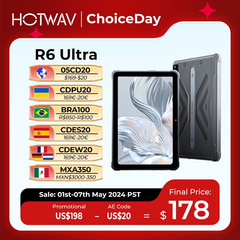 [World Premeire] HOTWAV R6 Ultra Tablet z gumowaną obudową 10.4 ''FHD + 2K wyświetlacz Android 13 15600mAh Battery Pad 16GB 256GB Tablet PC