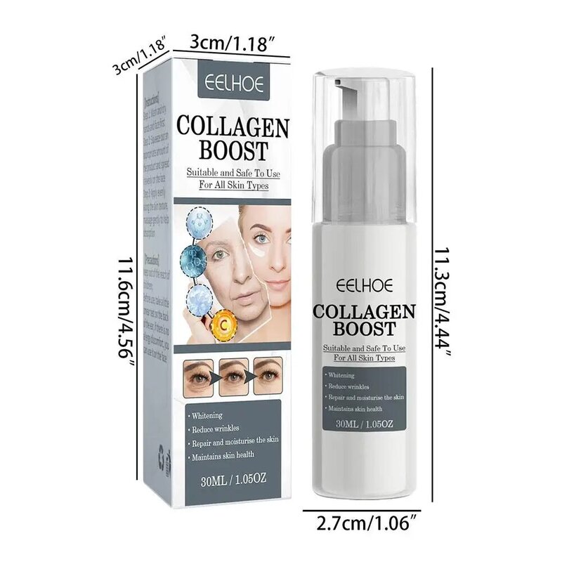 Collagen Boost Anti-Aging Soro, Corrector de manchas escuras, Creme facial, Mancha escura, Remoção de rugas escuras, Atacado, 1, 2, 3, 5Pcs, 30ml