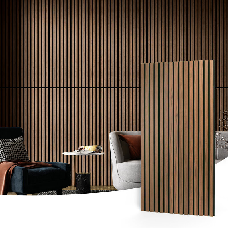 Art3d 4PCS Wood Slat Acoustic Panel Home Decoration 3D Fluted Sound Absorbing Wall Panels 47.2x23.6in