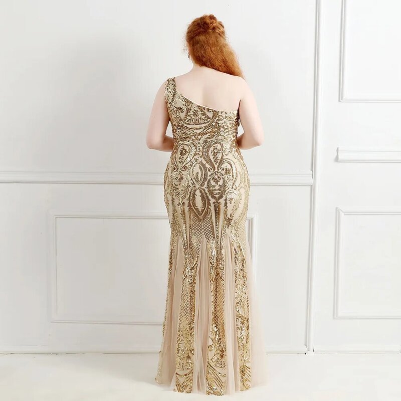 Plus Size Designer Mermaid Prom Dress Glitter paillettes una spalla abito formale De Mariée tappeto rosso Pageant Party abito da sera
