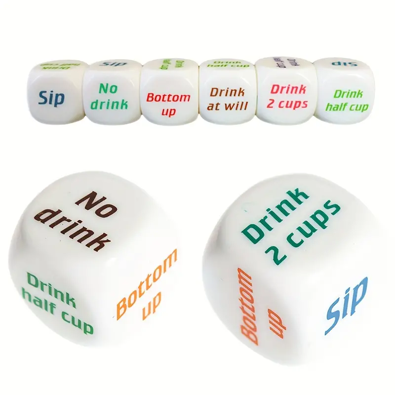 1PC High Quality Acrylic 6 Sided Round Corner Dice For KTV Bar Club Adult Party Game Playing English Drinking Wine Dice