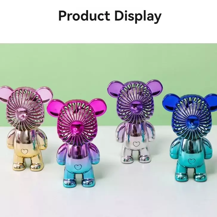 2024 New Little Bear Desktop Small Fan Cute Cartoon Style Multi level regolabile portatile ricaricabile aria condizionata